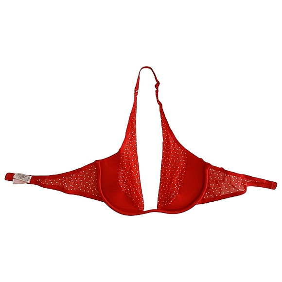 Victoria's Secret Red Polka Dot Lingerie Set Garter Belt Pin Up Size 34B L Retro - Picture 11 of 16